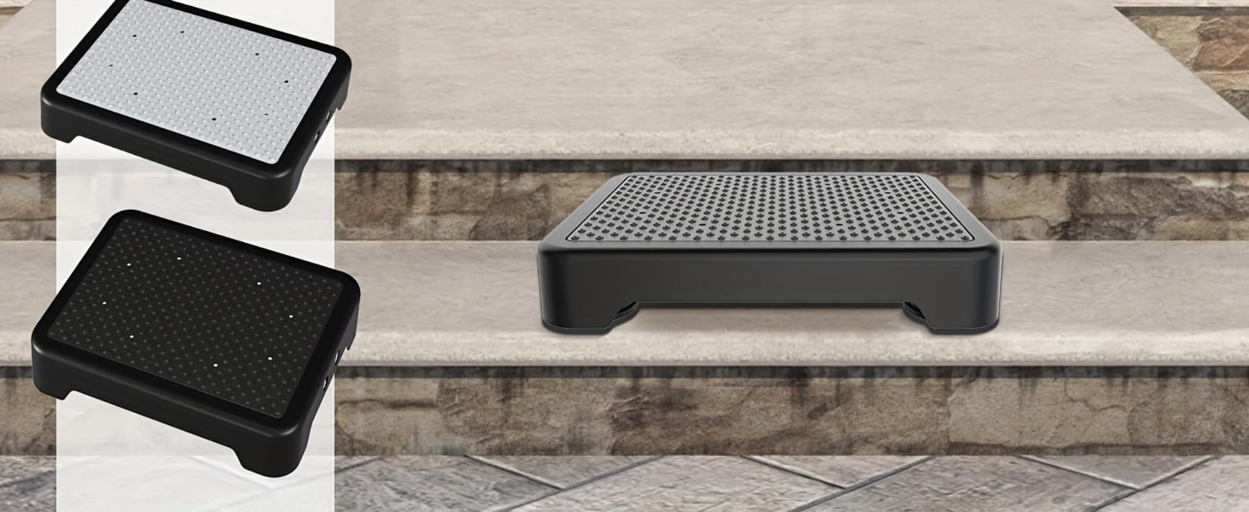 Non-Slip Step Stool Heavy Duty 550LBS Capacity Portable One Step Platform for Elderly Adults - Anti-Slip Rubber Mat Height Adjustable Indoor Outdoor Use Bed Car Door Bathroom Stair
