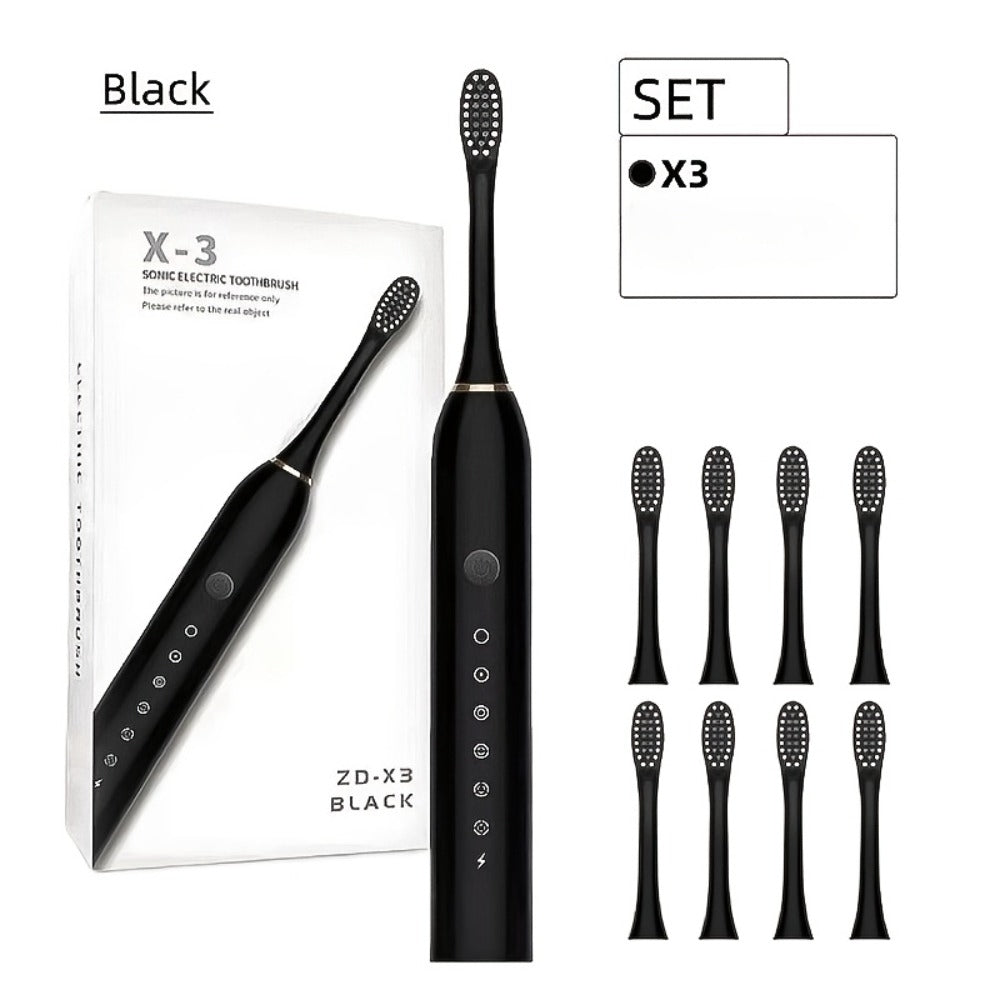 Electric Toothbrush Set with 8 Brush Heads - USB Rechargeable Adult Sonic Toothbrush, Soft Bristles, Portable for Travel & Home, Oral Care Gift for Men & Women - Pink / White / Black
