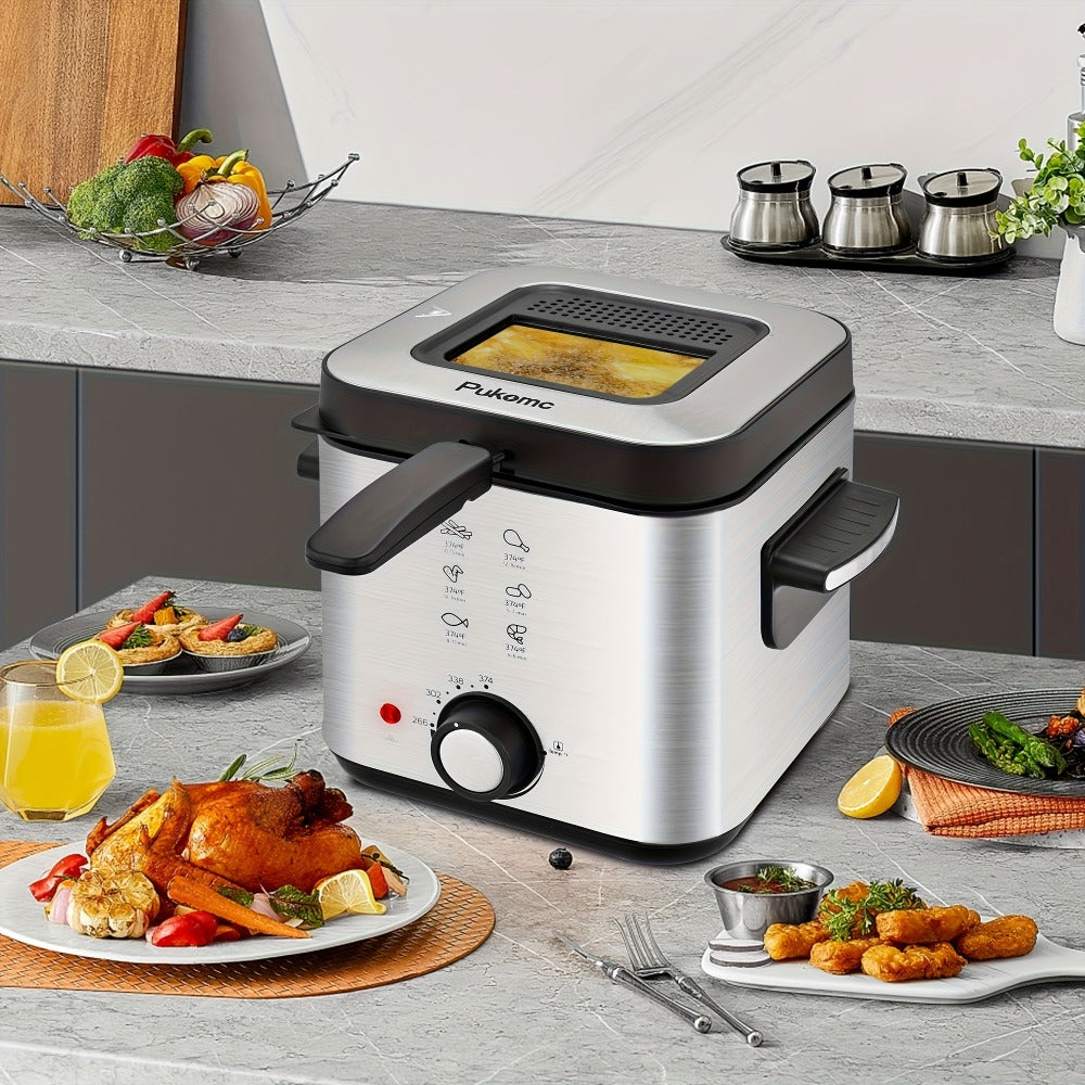 Deep Fryer 1500W Electric ¨C Non-Stick Stainless Steel Frying Pot with Adjustable Temperature Control & Frying Basket, 1.5L / 2.5L / 3L / 5L / 6L Capacity for Home Kitchen
