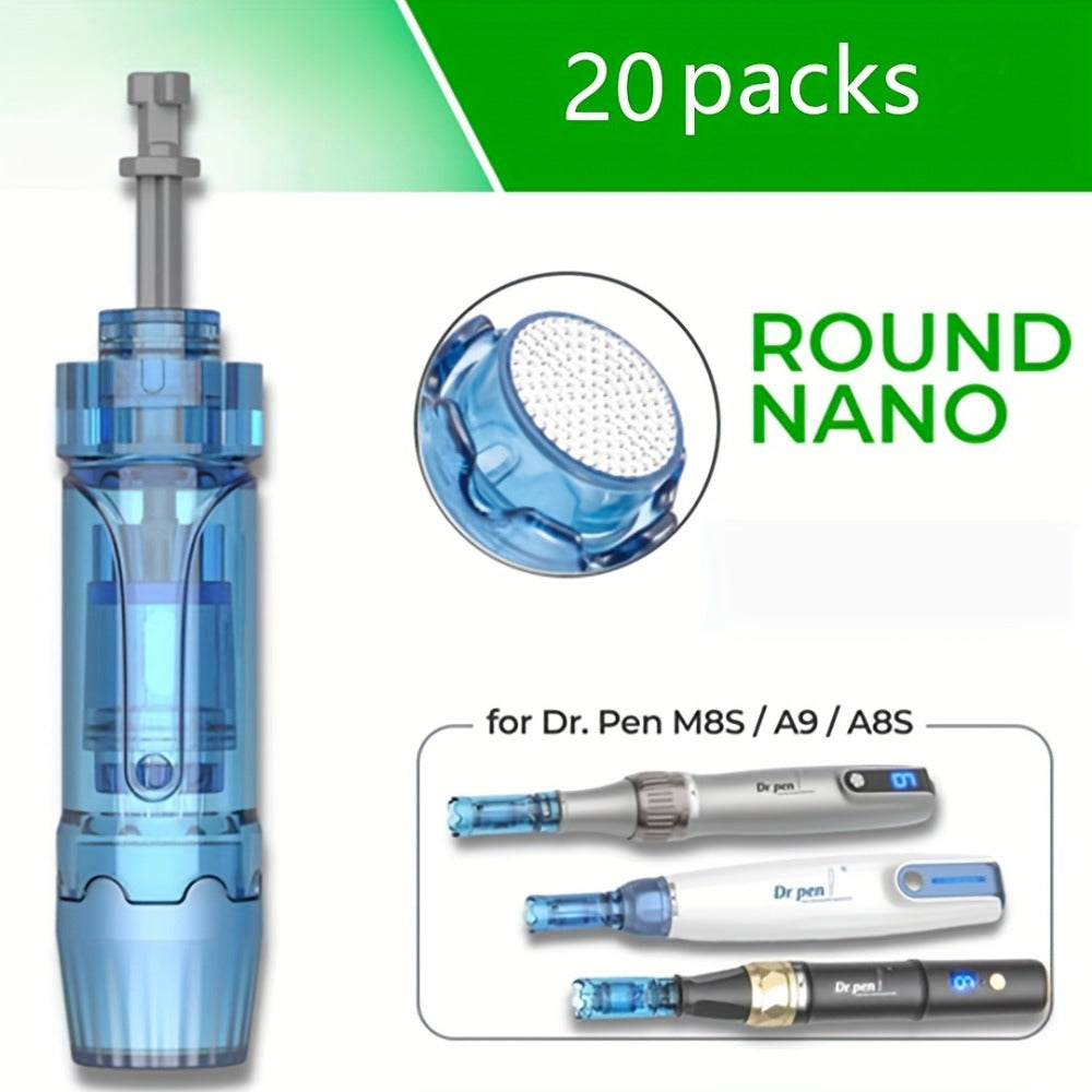 Microneedling Cartridges 20 Pack Compatible with Dr.Pen A9 A11 A8S M8S Bio Pen Q2 Ultima M8S 18-Pin 36-Pin Round Nano 0.25mm Replacement Needle Tips Derma Pen Accessories