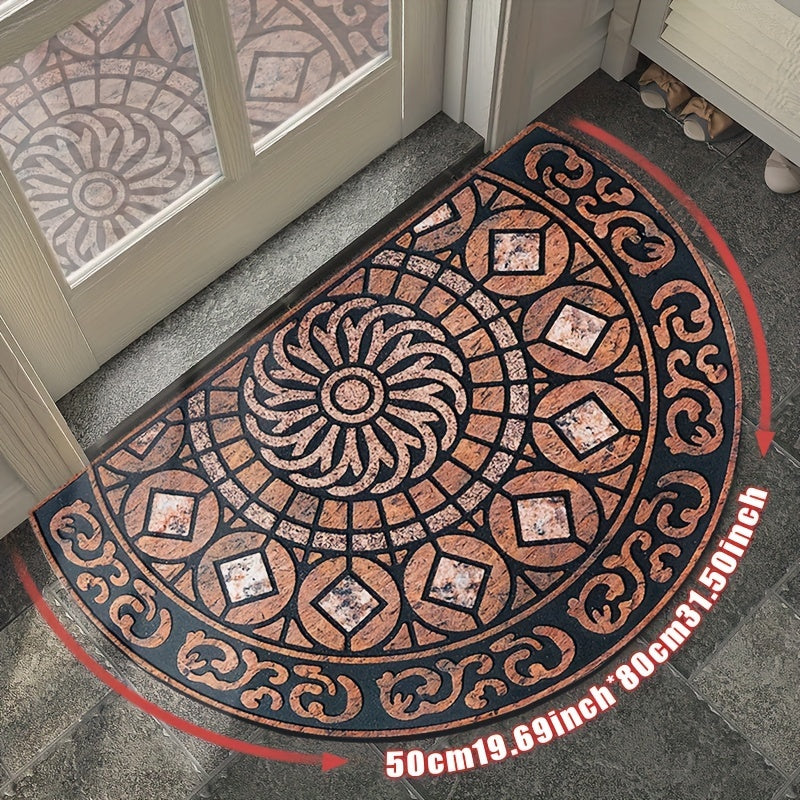 Outdoor Door Mat Heavy Duty Non-Slip Welcome Mat for Front Door Entrance Patio Porch, Durable Low-Profile Rug, Multiple Colors & Sizes, Light Blue Brown Dark Blue Gray Rainbow