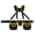 Tool Belt Heavy Duty Multi-Pocket Tool Pouch Bag Adjustable Waist Tool Organizer for Electricians Carpenters Mechanics Gardeners Construction Workers Black Yellow