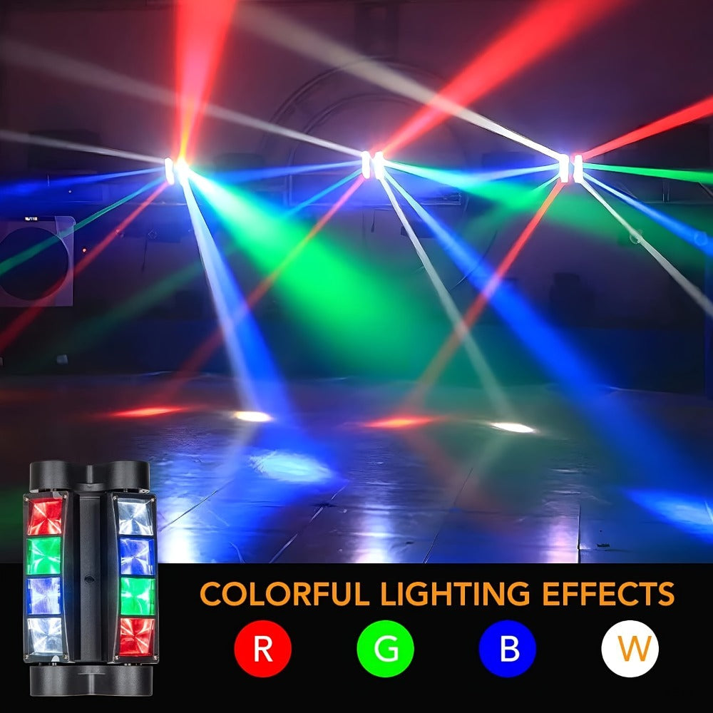 LED Spider Moving Head Stage Light 8x3W DJ Disco Party Light Sound Activated DMX-512 Control Beam Shaking Head Spider Lamp for Club Bar Wedding Carnival Festival Live Show
