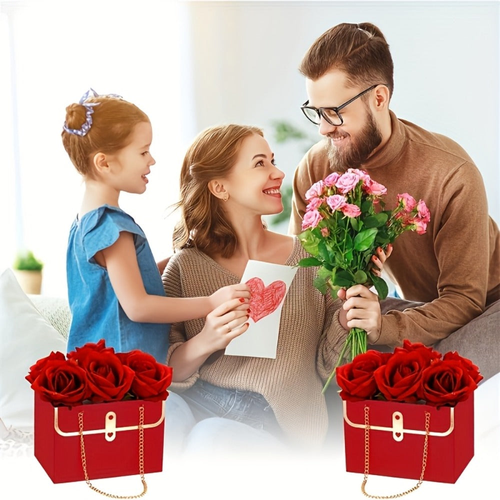 Paper Flower Bouquet Gift Bags with Metal Chain Handle Bulk ¨C 12/24/36/48 Pcs Tote Bags for Wedding Party Birthday Florist Graduation Holiday Colorful Gift Wrapping