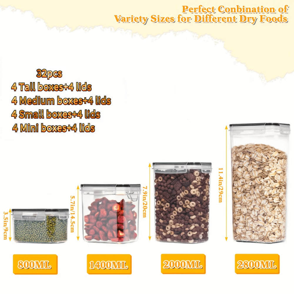 Airtight Food Storage Containers with Lids, BPA Free Leakproof Stackable Kitchen Organizer Set for Grain Nuts Cereal Pasta Dog Cat Food, with Labels & Marker