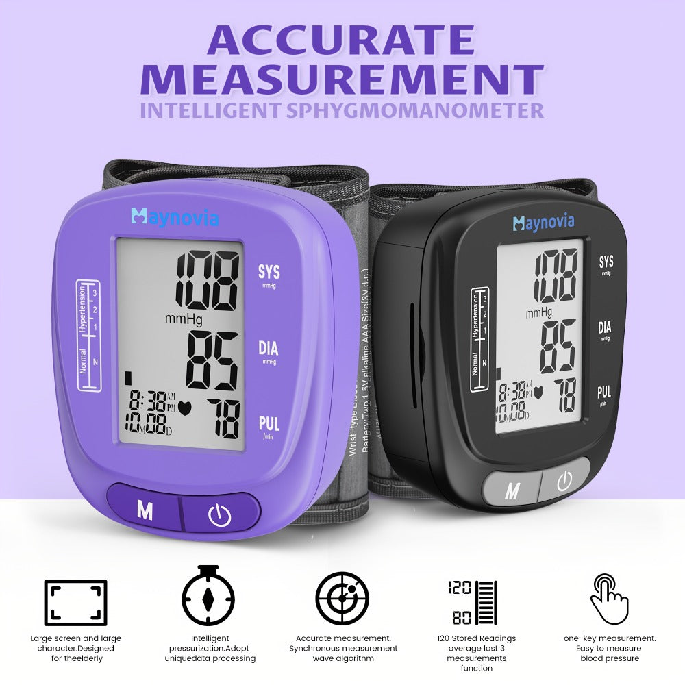 Blood Pressure Monitor Wrist Cuff with Oximeter Fingertip ¨C Digital BP Machine Home Use, 120 Memory, Portable Case & Battery Included, Fully Automatic Hypertension Tracker