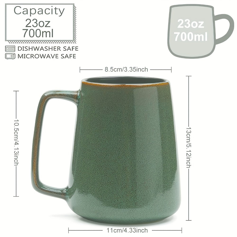Large Ceramic Coffee Mug 24oz with Big Handle ¨C Microwave & Dishwasher Safe Extra Large Tea Cup | Colorful Conical Mug for Office Home Travel Gift in Green Pink Violet Blue
