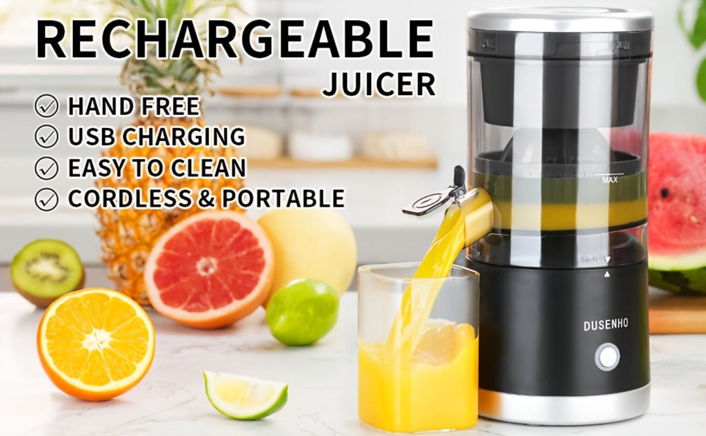 Electric Citrus Juicer Rechargeable USB-C ¨C Portable Electric Orange Juicer Machine with 45W Motor, BPA-Free, Quiet Operation, Cleaning Brush Included, for Orange Lemon Lime