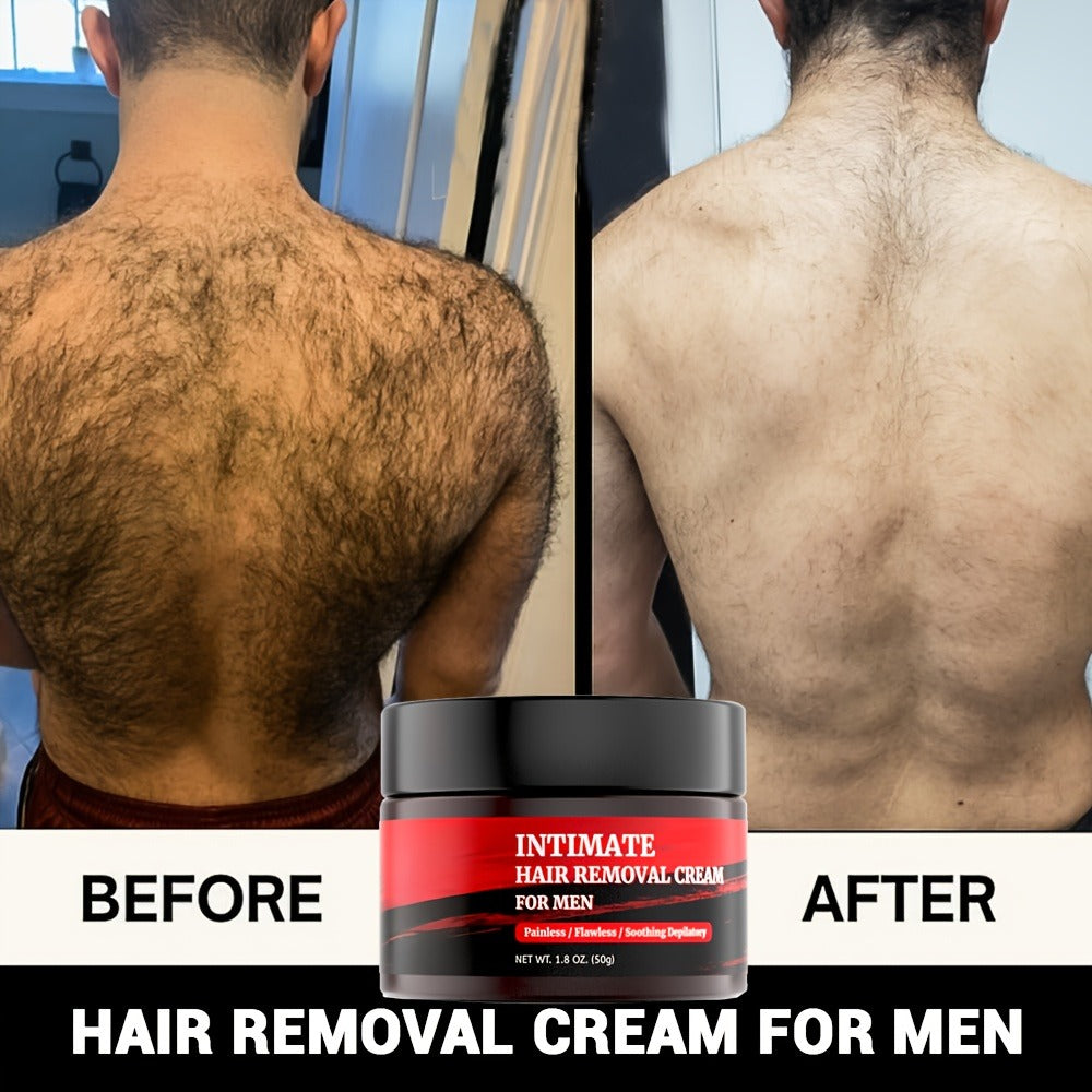 Hair Removal Cream for Men - Fast Acting Depilatory for Chest Back Legs Arms Intimate Areas Sensitive Skin Formula 50g