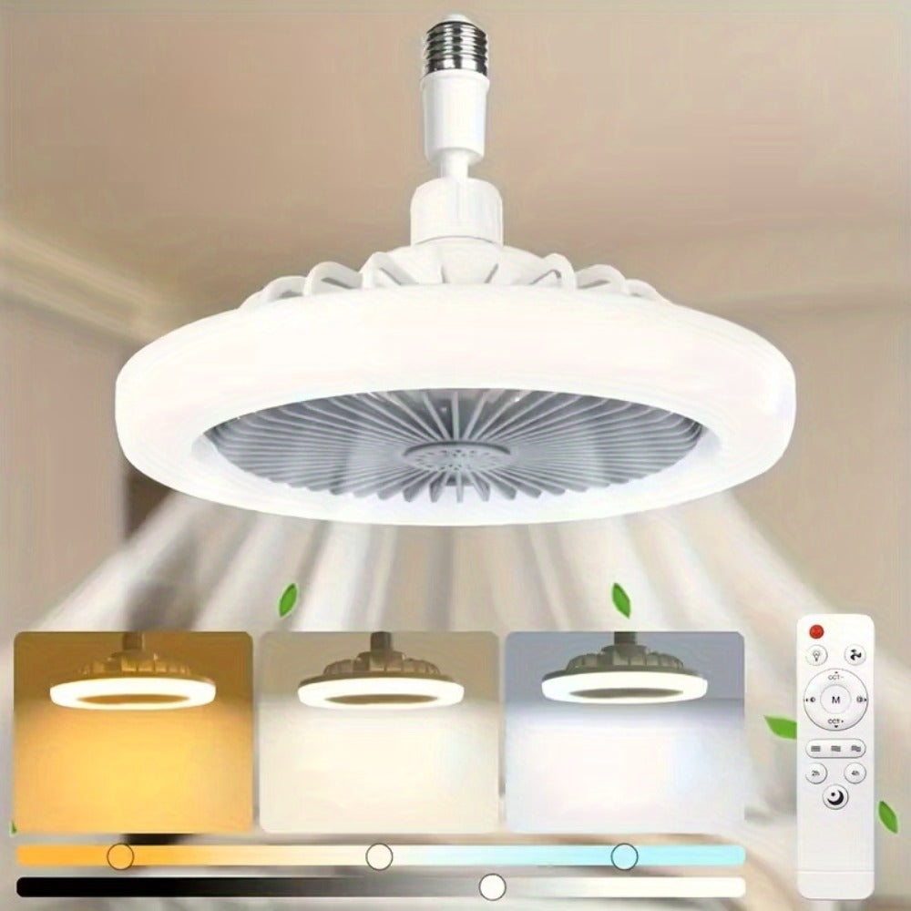 Ceiling Fan Light with Remote Control, Dimmable LED 3000-6500K, 3-Speed Fan, E26 Base, 360¡ã Adjustable Universal Joint, Timed Night Light, Room Decor White & Gray
