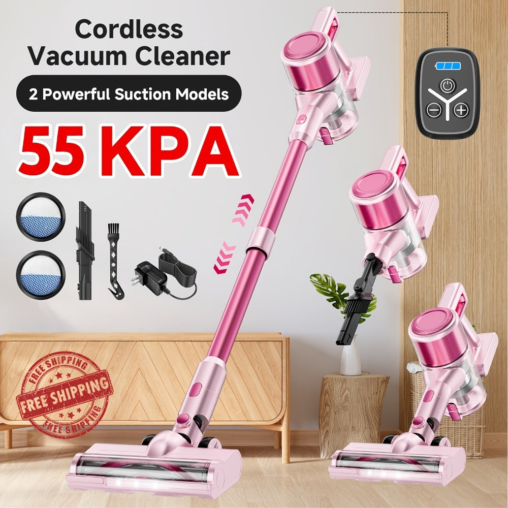 Cordless Vacuum Cleaner 55KPa 8-in-1 Stick Vacuum with LED Light 180¡ã Swivel Lightweight Wireless for Hardwood Carpet Pet Hair Stairs Car Sofa Home Office