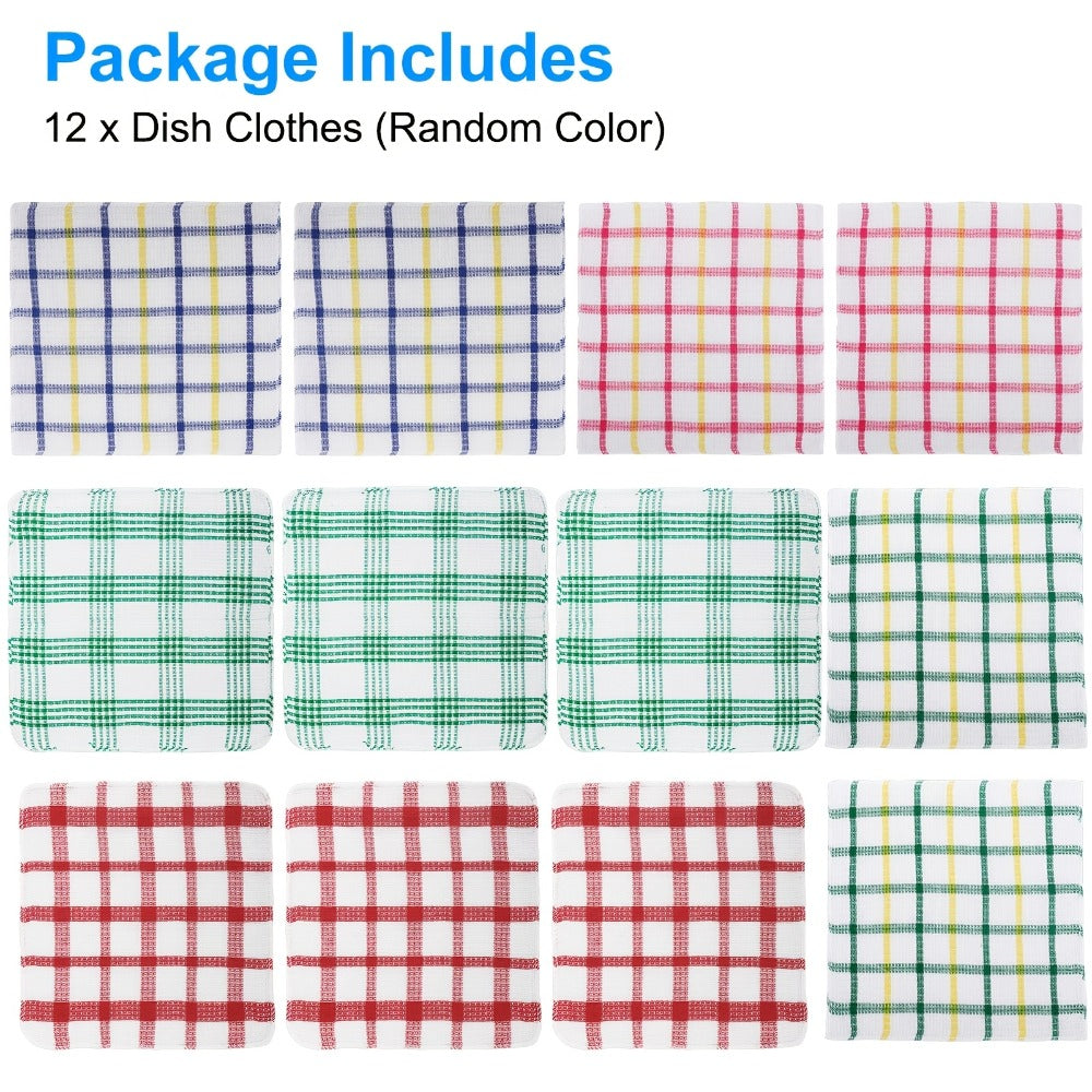 Kitchen Dishcloths Set 12 Pack - Soft Absorbent Reusable Cleaning Cloths, Quick Dry Square Dish Towels for Household, Car & Surface Wiping
