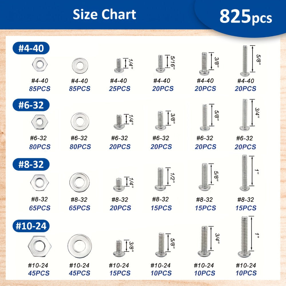 1575pcs 304 Stainless Steel Nuts and Bolts Assortment Kit ¨C Pan Head Flat Head Screws Nuts Washers with Double-Sided Storage Box for Home & Mechanical Repairs
