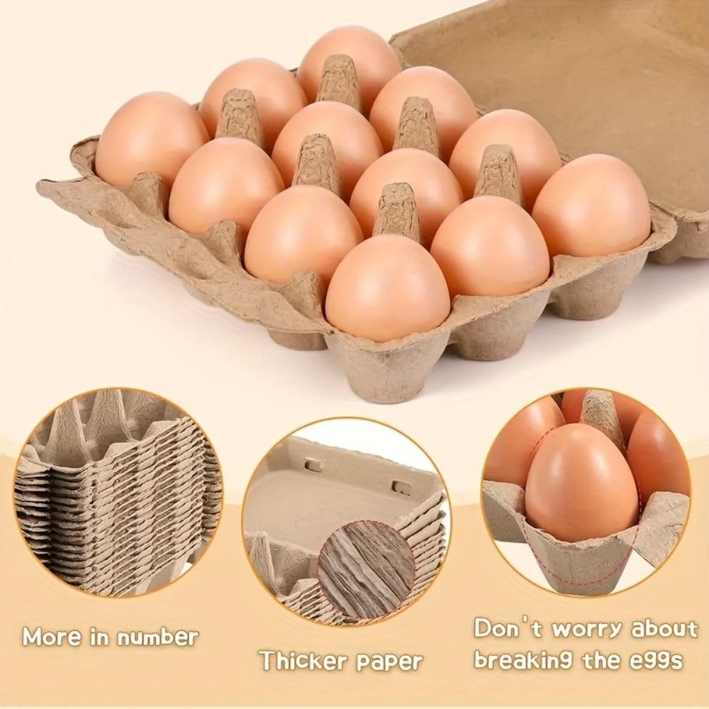 Egg Cartons 12 Egg Holder Reusable Pulp Egg Storage Container Box for Kitchen Chicken Coop Farmhouse Fridge Organizer Egg Tray 3x4 Grid Natural Cardboard Egg Crate for Fresh Eggs 10 25 Pack