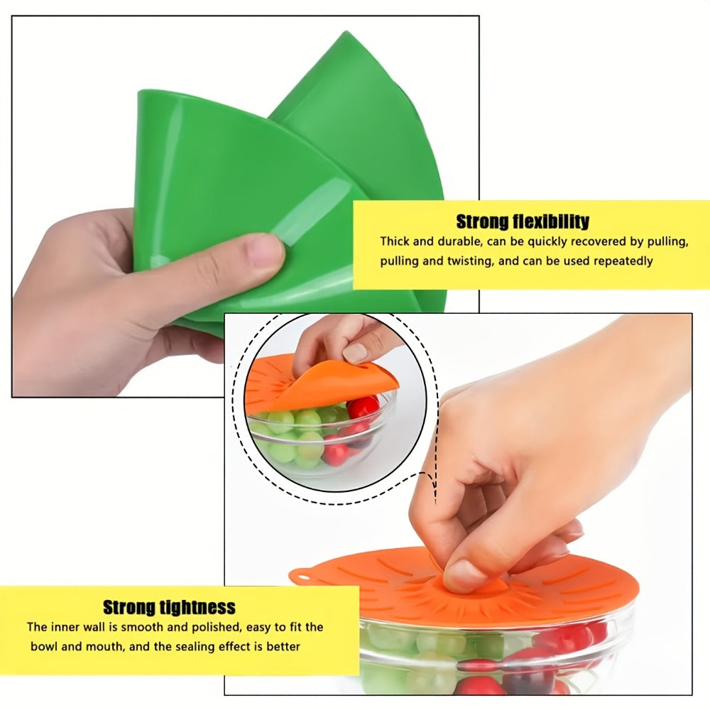 Silicone Food Lids 7 Pack 5 Sizes Reusable Stretch Lids for Bowls Cups Pots Pans ¨C BPA Free Microwave Splatter Cover Airtight Leakproof Food Storage Lids Dishwasher Freezer Safe