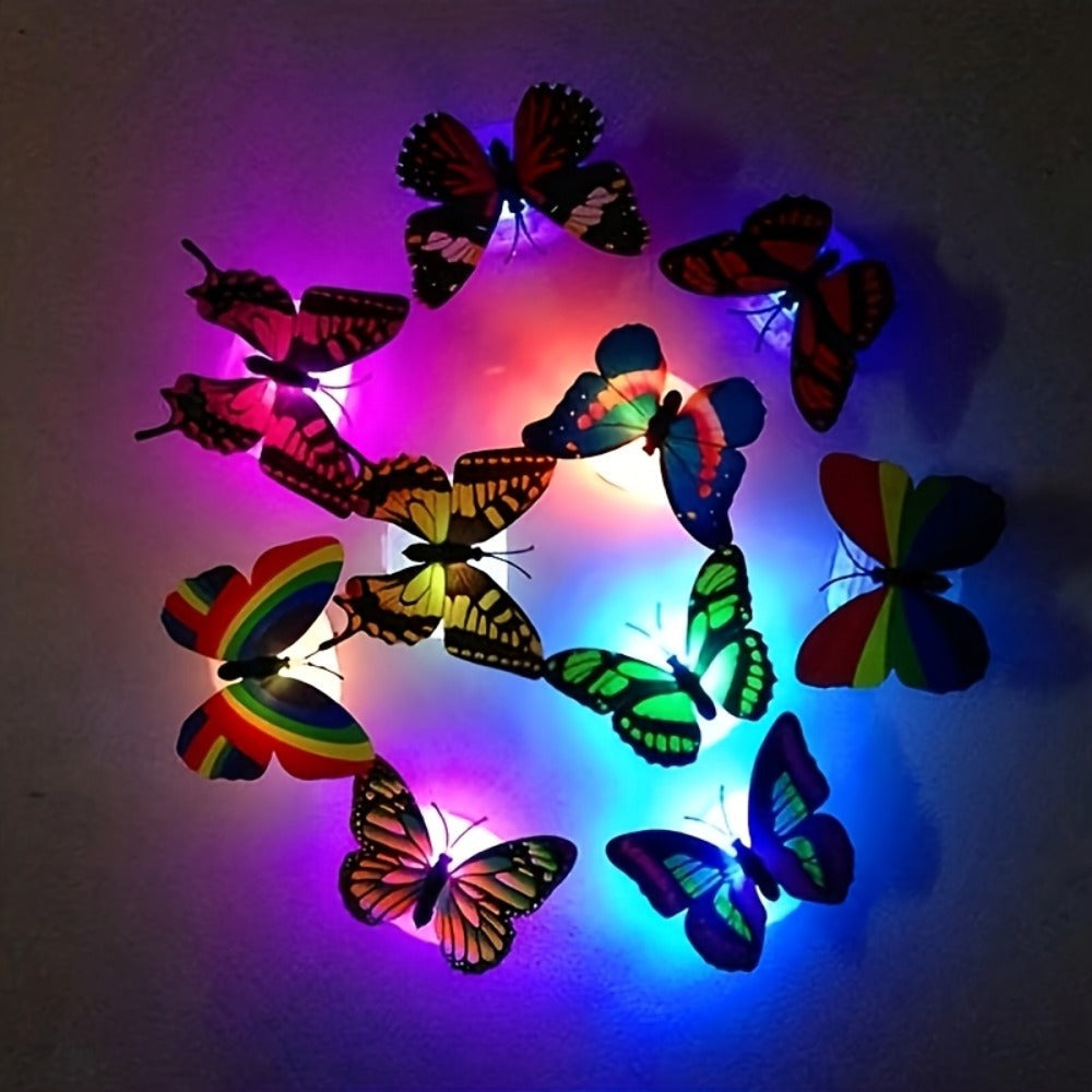 LED Butterfly Wall Stickers 30pcs 3D Glowing Butterfly Decorations Night Light Colorful Wall Decals for Bedroom Living Room Party Wedding Christmas Holiday Home Decor Random Color