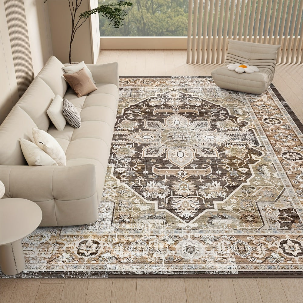 Area Rug Boho Vintage Washable Non-Slip Rug for Living Room Bedroom Traditional Woven Carpet Home Decor