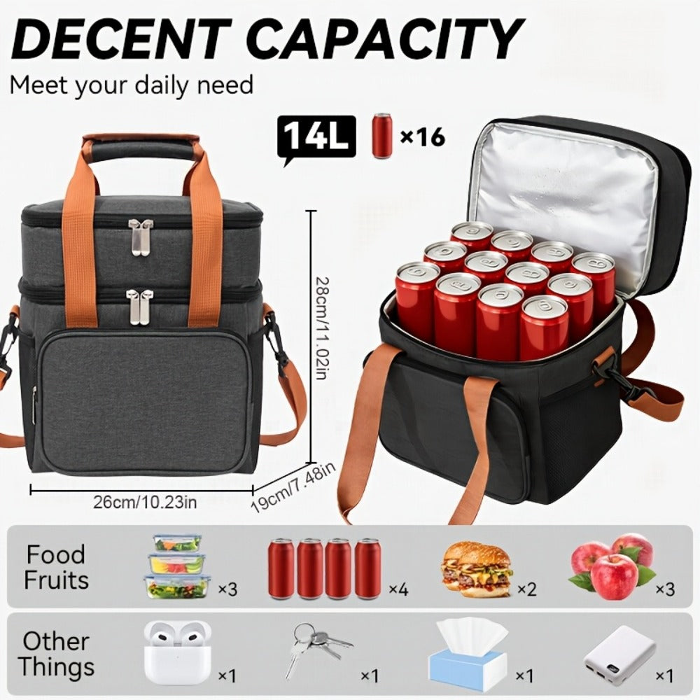 Insulated Lunch Bag with Shoulder Strap - Double Layer Leakproof Cooler Tote for Women Men Work Office School Picnic Beach Outdoor, Expandable Thermal Lunch Box Bag Keeps Food Cold or Hot, Lightweight Durable Design in Multiple Colors