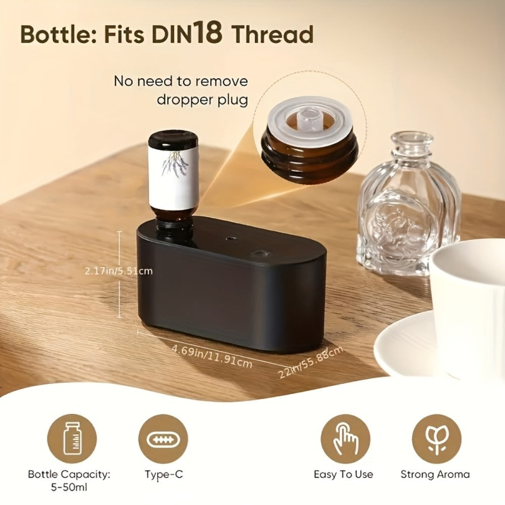 Waterless Essential Oil Diffuser ¨C Smart Aroma Diffuser with 3 Modes, Auto Cycle Atomizer & Colorful LED Lights for Home Office Car Yoga, Mini Portable Scent Diffuser (Oils Not Included)