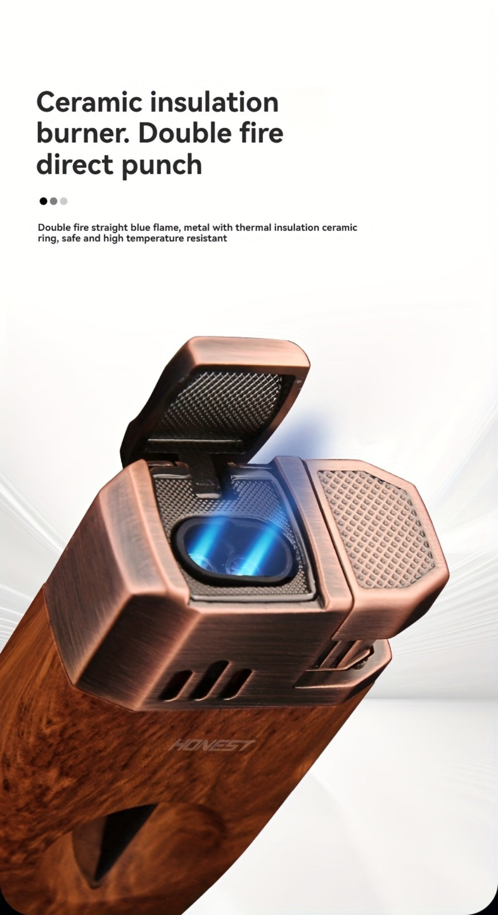 Cigar Torch Lighter with V-Shaped Cigar Cutter Built-in Clip Dual Windproof Jet Flame Visible Gas Window Integrated Cigar Lighter for Men Butane Gas Not Included