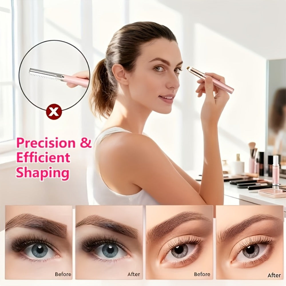 Electric Eyebrow Trimmer for Women 2 Pack, USB Rechargeable Painless Precision Eyebrow Razor Pen, Portable Hair Remover for Face Lip Leg Armpit ¨C Pink White Colorful