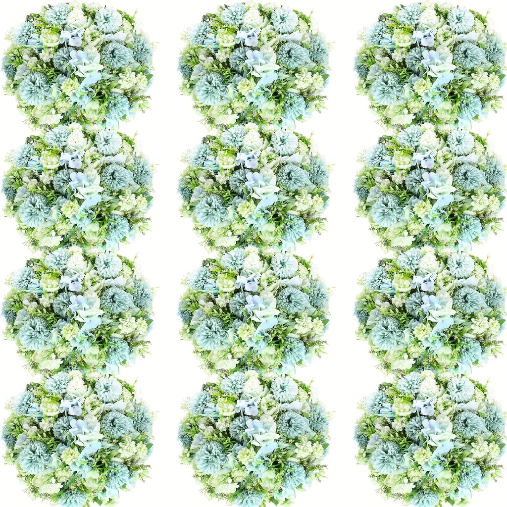 Artificial Peony Flowers 12 Bundles - Faux Peony & Hydrangea Bouquet for Wedding Centerpiece, Table Floral Arrangement, Vase Decor, Home & Holiday Decoration (Blue White, Pink, Purple, White, Green)
