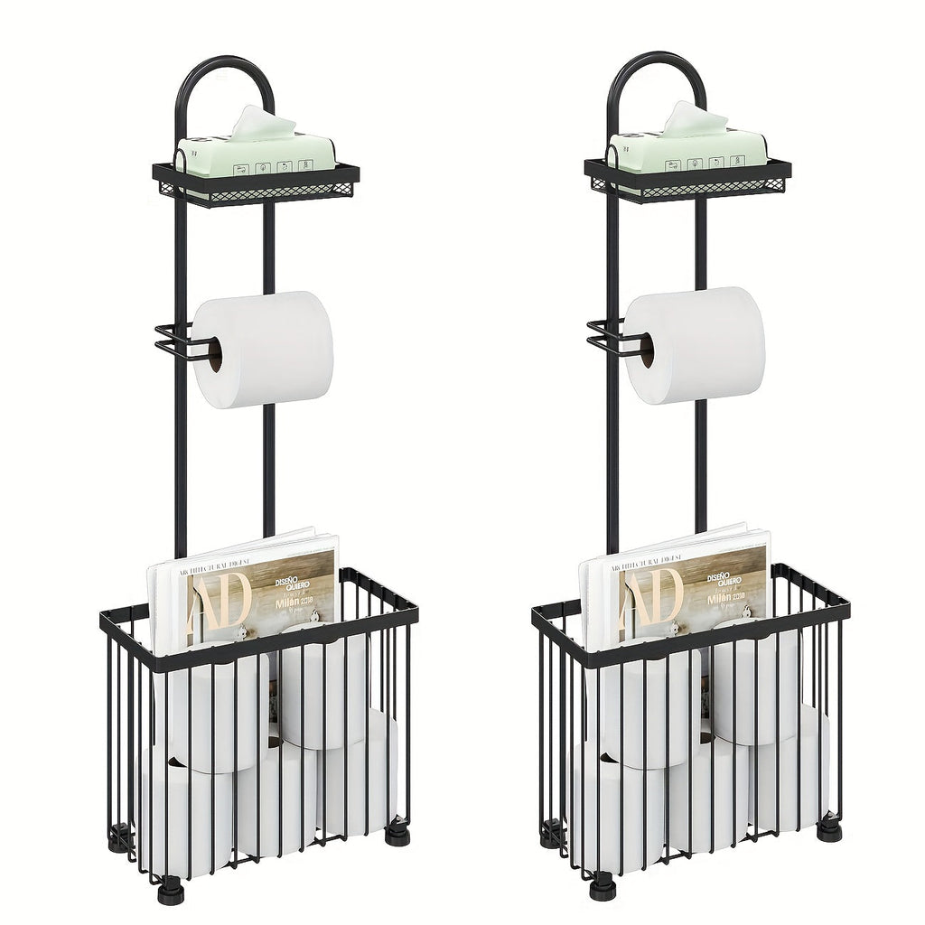 Toilet Paper Holder Freestanding with 6 Roll Storage Durable Steel Oil Rubbed Bronze Bathroom Organizer Space Saving No Installation Required