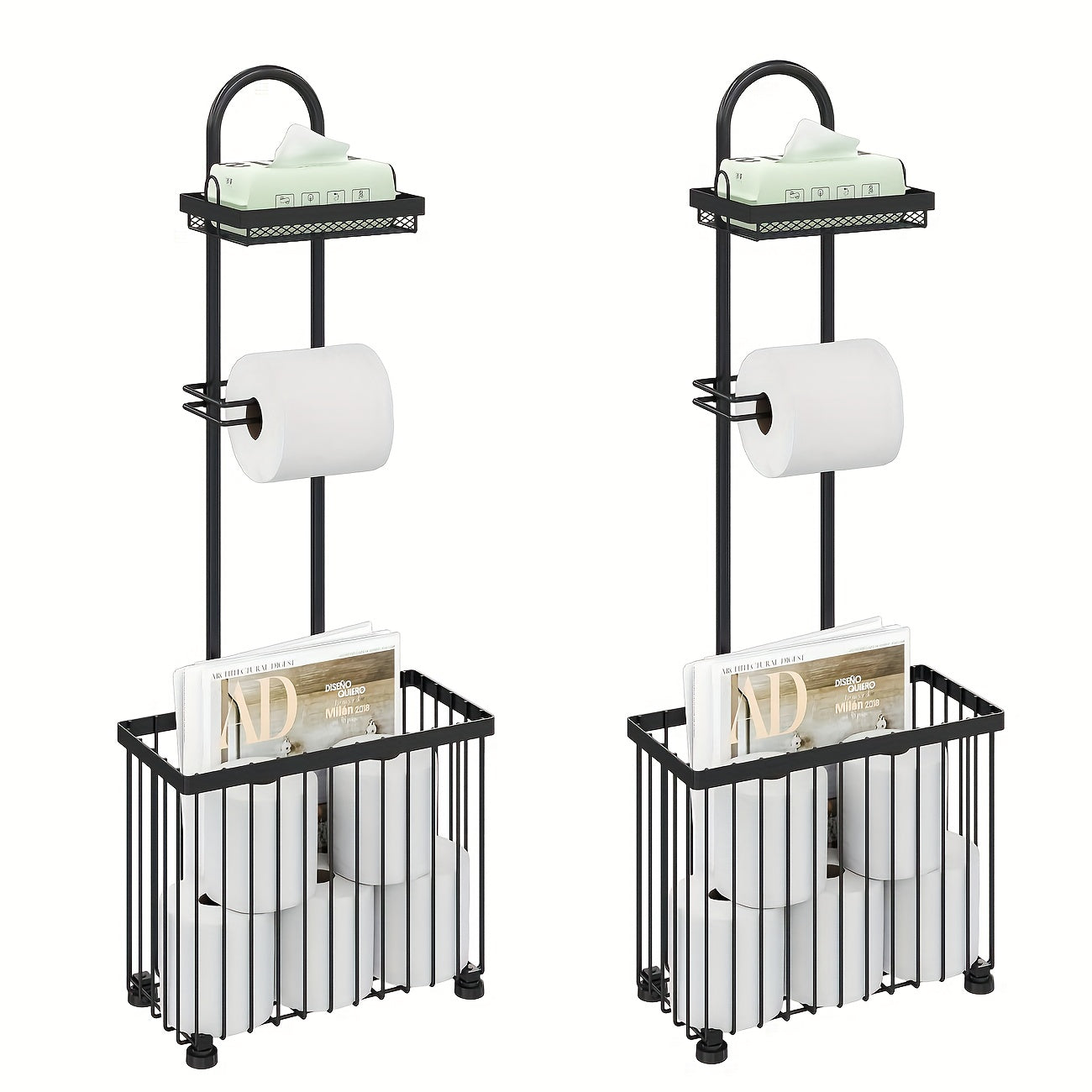 Toilet Paper Holder Freestanding with 6 Roll Storage Durable Steel Oil Rubbed Bronze Bathroom Organizer Space Saving No Installation Required