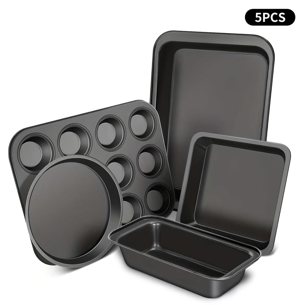 Nonstick Bakeware Set Stackable Space-Saving - Round & Square Pans, Waffle Tray, Cookie Sheet, Dishwasher Safe, Carbon Steel Baking Pan Set for Oven, 2pcs / 5pcs / 10pcs Options