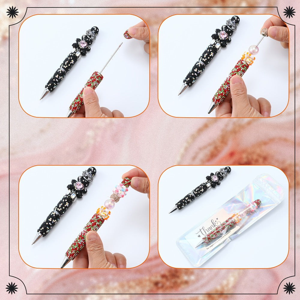 Glitter Beaded Pens Set 20pcs Sparkly String Bead Ballpoint Pens Colorful Fun Writing Pens for Office School Party Favors Wedding Gifts Birthday Presents Girls Women