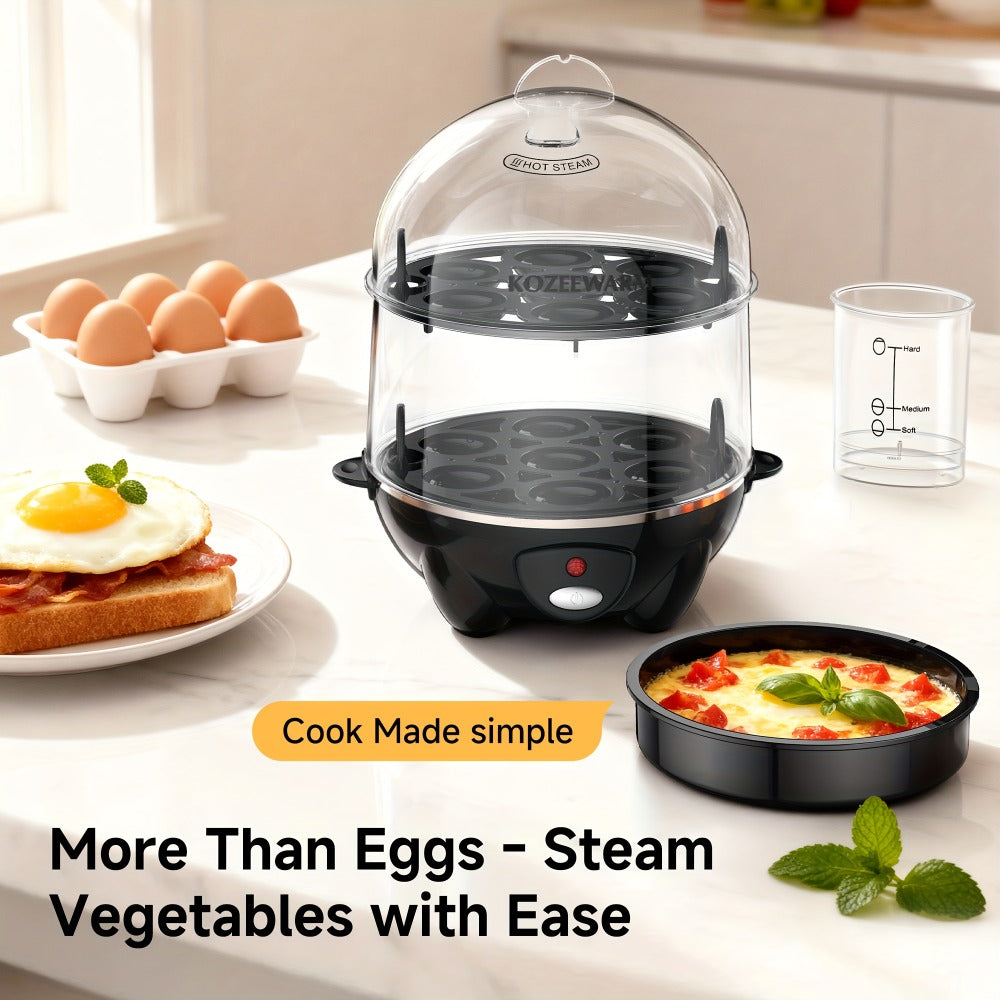 Electric Egg Boiler & Cooker with Auto Shut-Off ¨C Single & Double Layer, Multi-Function for Hard Boiled, Soft Boiled, Scrambled, Omelette, Steamed Vegetables & Dumplings, 4 Colors