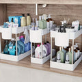 Under Sink Organizer 3-Pack 2-Tier Storage Rack ¨C Bathroom Cabinet Organizer for Toiletries Cleaning Supplies Kitchen Spices