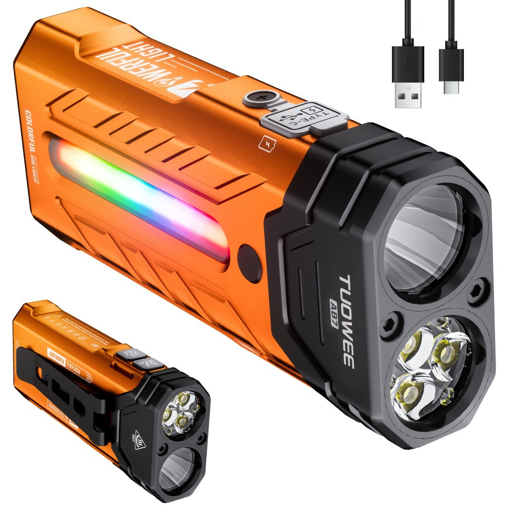 High Lumen Flashlight 5000 Lumen Ultra Bright | High-Capacity Battery Long Runtime USB Rechargeable | Lock Function Camping Night Fishing Outdoor Work Gift for Men
