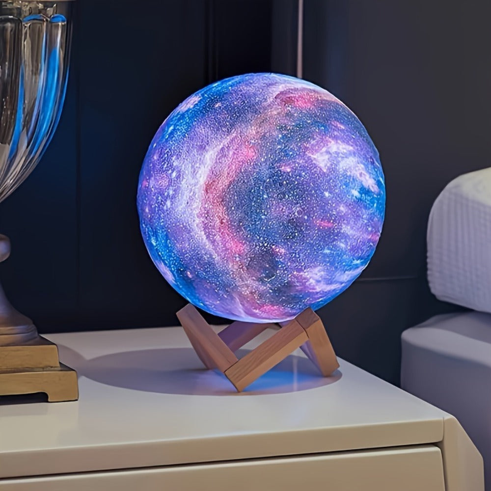 3D Moon Lamp 16 Colors LED Night Light with Remote Control USB Powered Solid Wood Stand 16 Inch Colorful Ball Moon Light Unique Birthday Gift for Bedroom Home Decor Kids Adults