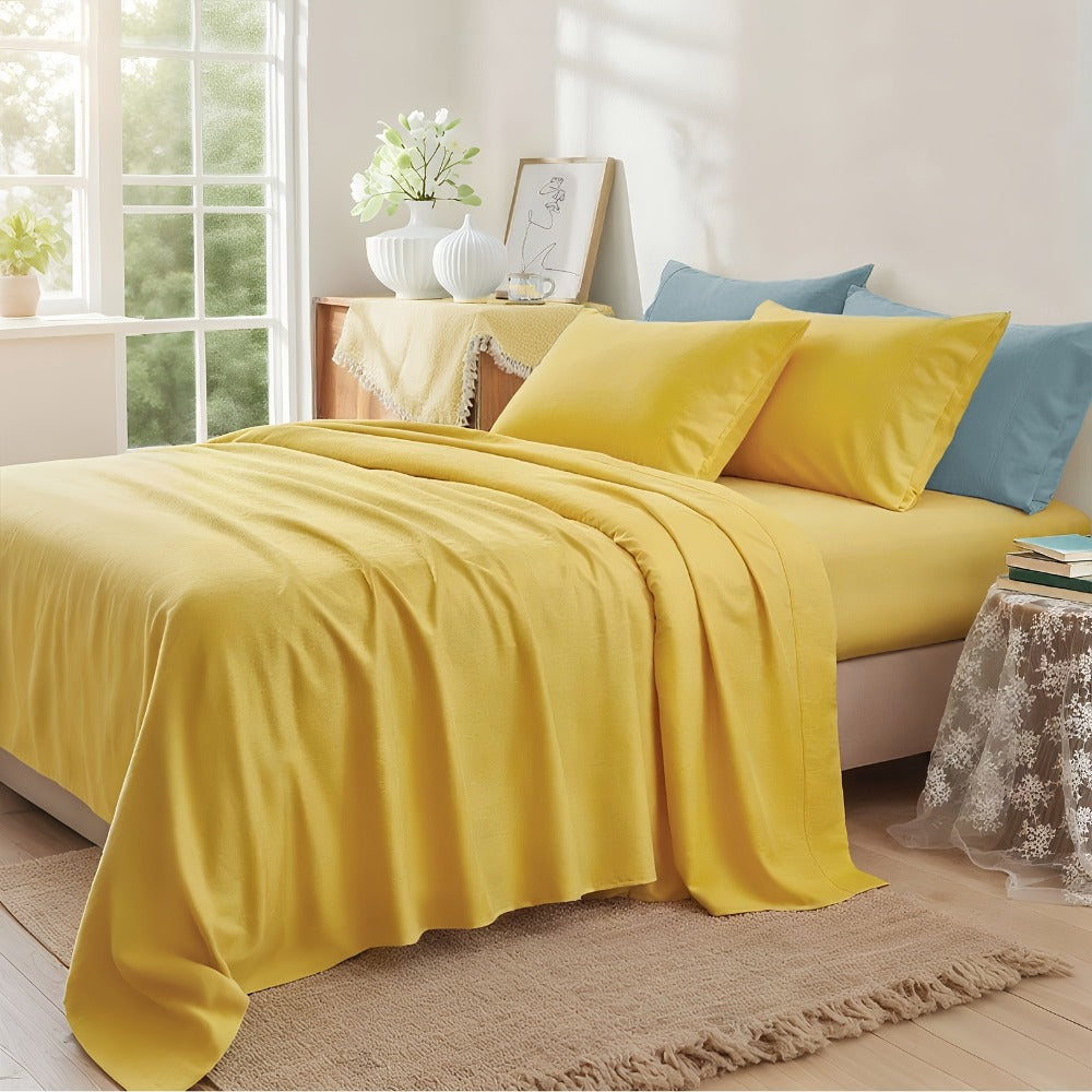 Fitted Sheet Set Deep Pocket | Soft Cooling Breathable Bedding 3-4pcs Fade-Resistant All-Season for Twin Full Queen King ¨C Solid Color Bed Sheets for Dorm Guest Room Everyday Use