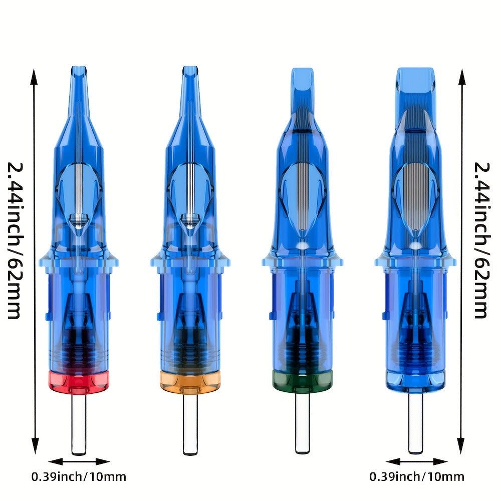 Tattoo Cartridge Needles 50Pcs Mixed Sizes - POSEIDON V3 Assorted Sterilized Cartridge Needles with Membrane Safety System 1203RL 1205RL 1207RL 1209RL 1207RM 1209RM 1205RS 1207RS 1209RS 1207M1