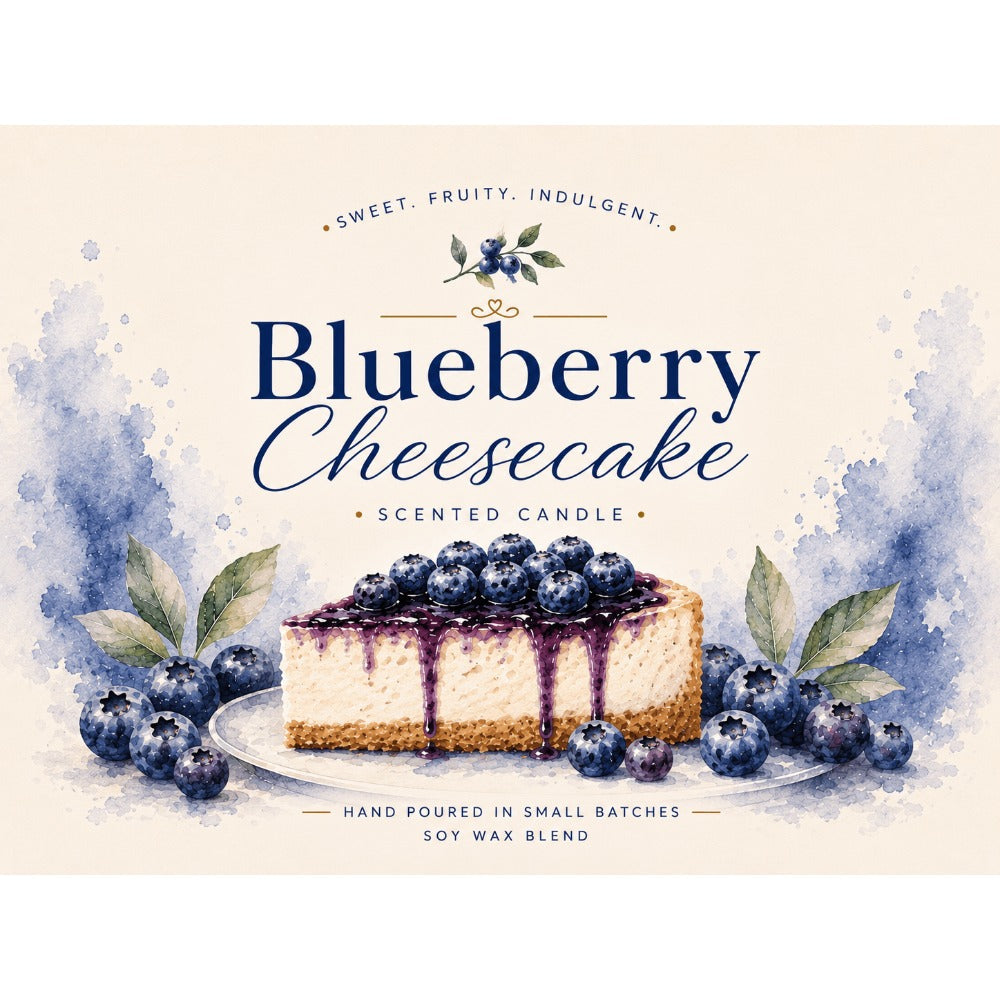 Blueberry Cheesecake Scented Soy Wax Candle ¨C 8 oz Mason Jar | Natural Soy, Cotton Wick, Vegan, Phthalate Free | 30-40 Hr Burn | Holiday & Fall Home Decor Gift