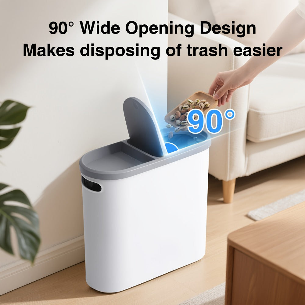 Small Bathroom Trash Can with Built-In Handles Rustproof Space Saving Plastic Waste Bin for Bathroom Laundry Office Includes Trash Bags