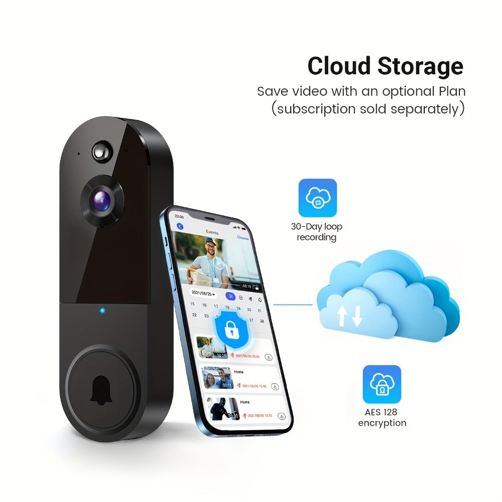 1440P Wireless Video Doorbell Camera WiFi Smart Doorbell with Night Vision Two-Way Audio Motion Detection Rechargeable Battery Local Storage AI Snapshot for Home Security