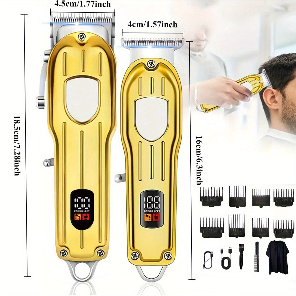 T-Blade Trimmer Set 2 or 3 Piece - USB Rechargeable Hair Clipper Beard Trimmer & Sideburns Shaver, Odorless Portable Barber Kit with Limiting Comb & Cutting Brush for Home Use, Gift for Men