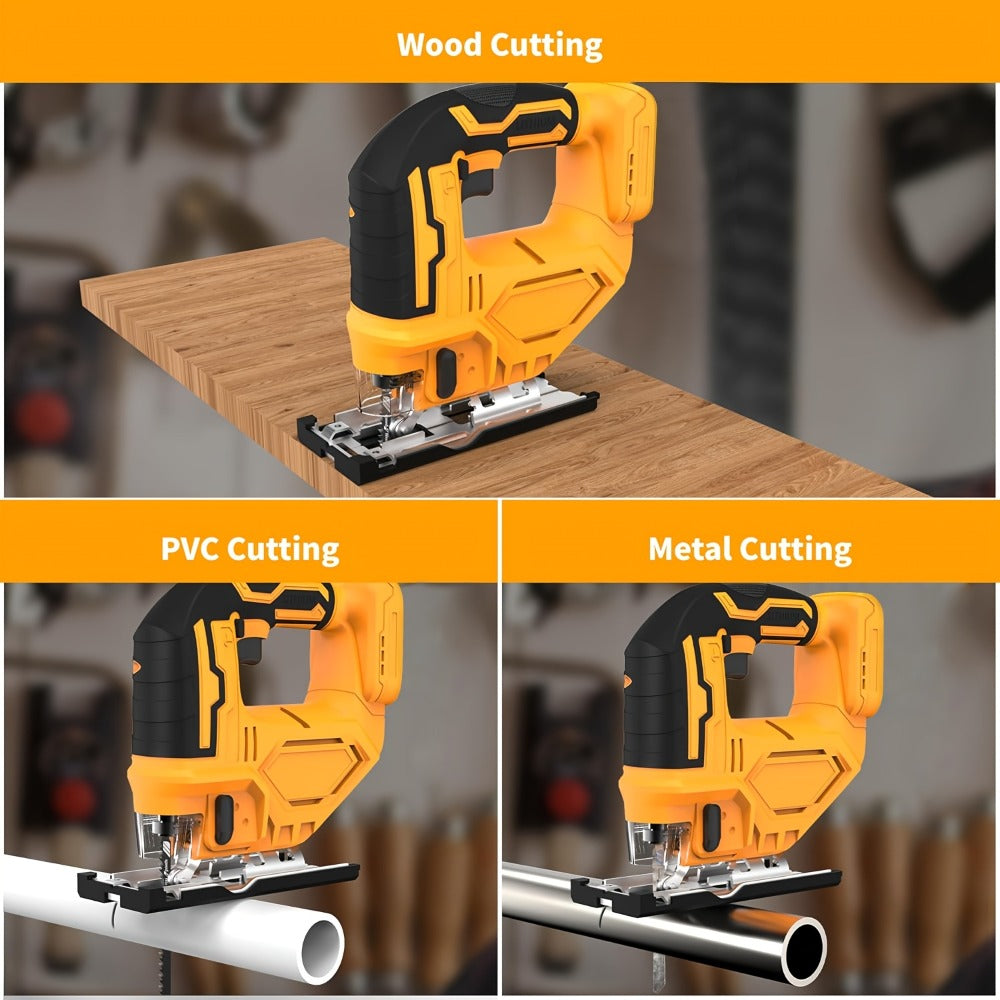 Cordless Jigsaw Compatible with Dewalt 20V Battery ¨C LED Work Light, 0¡ã-45¡ã Bevel, 3 Orbital Settings for Straight Curved & Circular Cuts