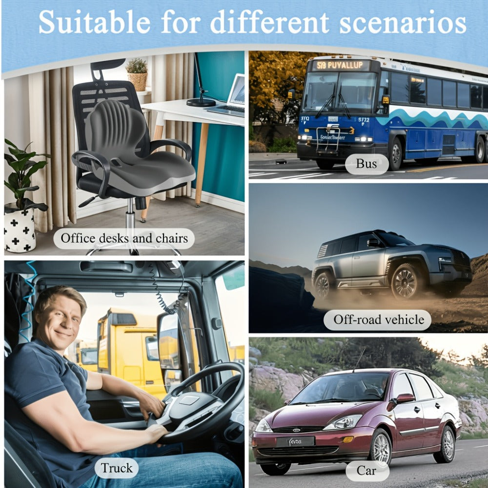 Memory Foam Seat Cushion Ergonomic with Back Support & Breathable Hollow Design ¨C Comfortable Chair Pad for Office, Car Seat & Long Sitting, Unisex Gift