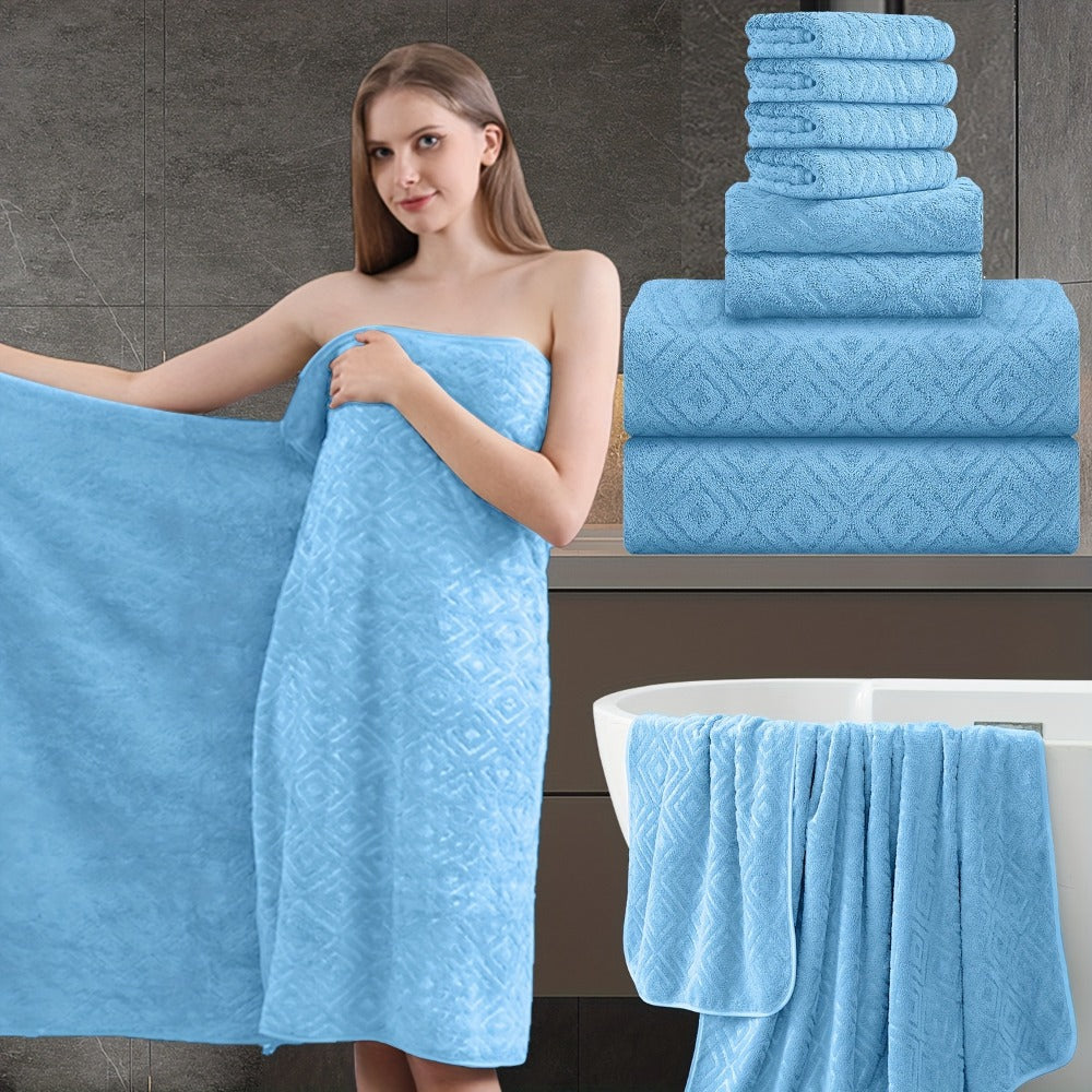 700GSM Bath Towel Set 8 Piece Extra Large Ultra Soft Thick - Highly Absorbent Quick Dry | 2 Oversized Bath Towels 2 Hand Towels 4 Washcloths | 16 Colors | Bathroom Hotel Gym Spa Adult Gift Set