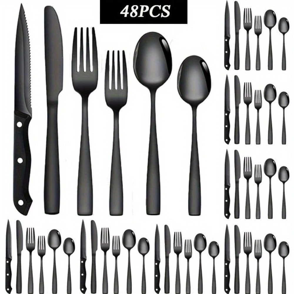 Stainless Steel Flatware Set, Mirror-Polished Cutlery Set for Home & Hotel, Gift Box Included, Dishwasher Safe Silverware for Parties, Weddings & Banquets