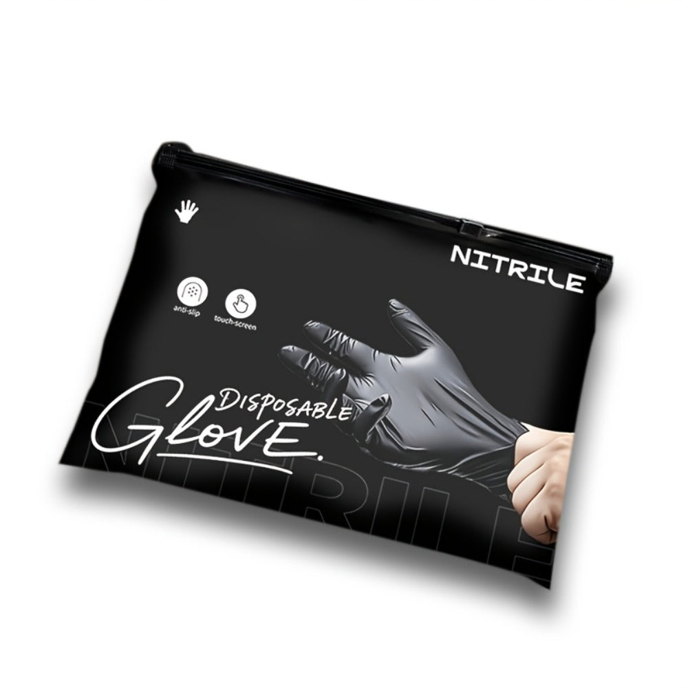 Disposable Nitrile Gloves Black ¨C Powder Free, Latex Free Protective Gloves for Household Cleaning, Pet Bathing, Tattoo, Hair Coloring & Professional Use (S/M/L/XL)