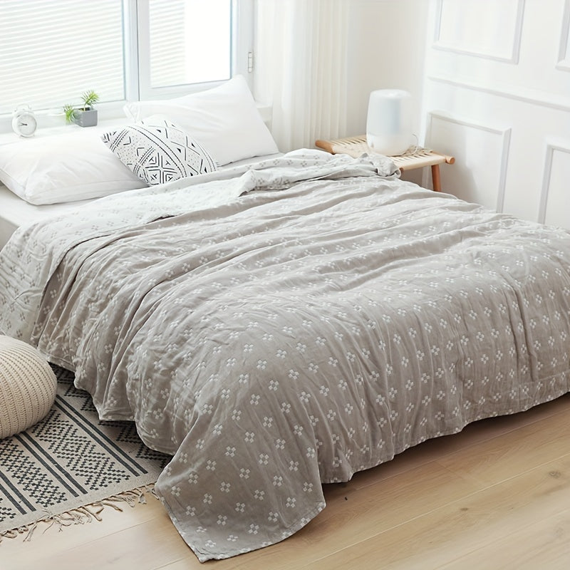 Jacquard Cotton Blanket ¨C Geometric Cross Pattern Pure Cotton Throw, Soft Breathable All Season, Machine Washable, 4 Colors, 2 Sizes