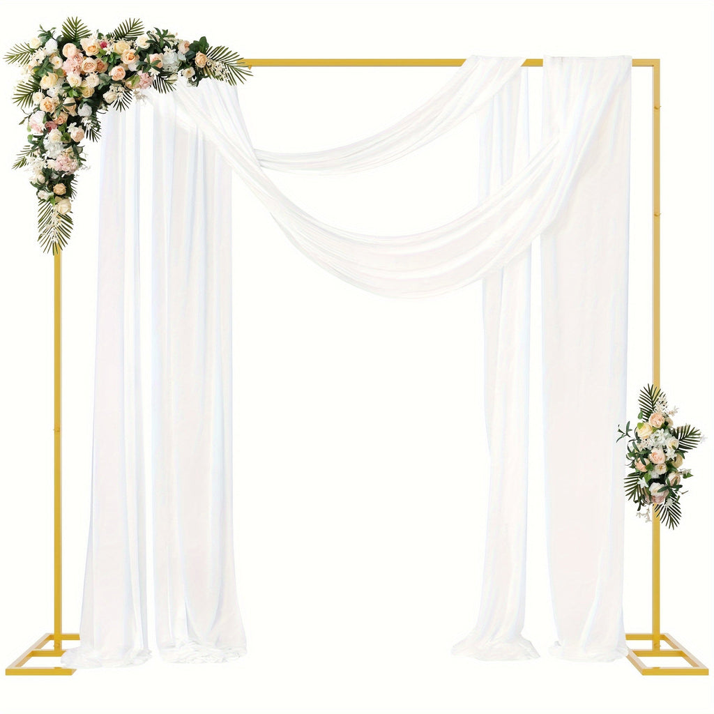 Backdrop Stand Heavy Duty Golden Adjustable Pipe Drape Kit Square Metal Arch Party Frame for Wedding Birthday Banquet Photo Booth