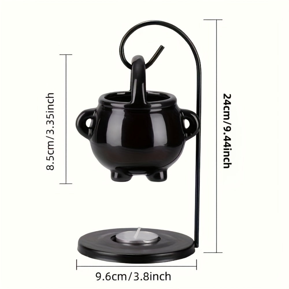 Ceramic Wax Melter Hanging Incense Holder Tealight Diffuser Black Witch Style Home Decor for Yoga Meditation Spa Aromatherapy Boho Gothic Gift