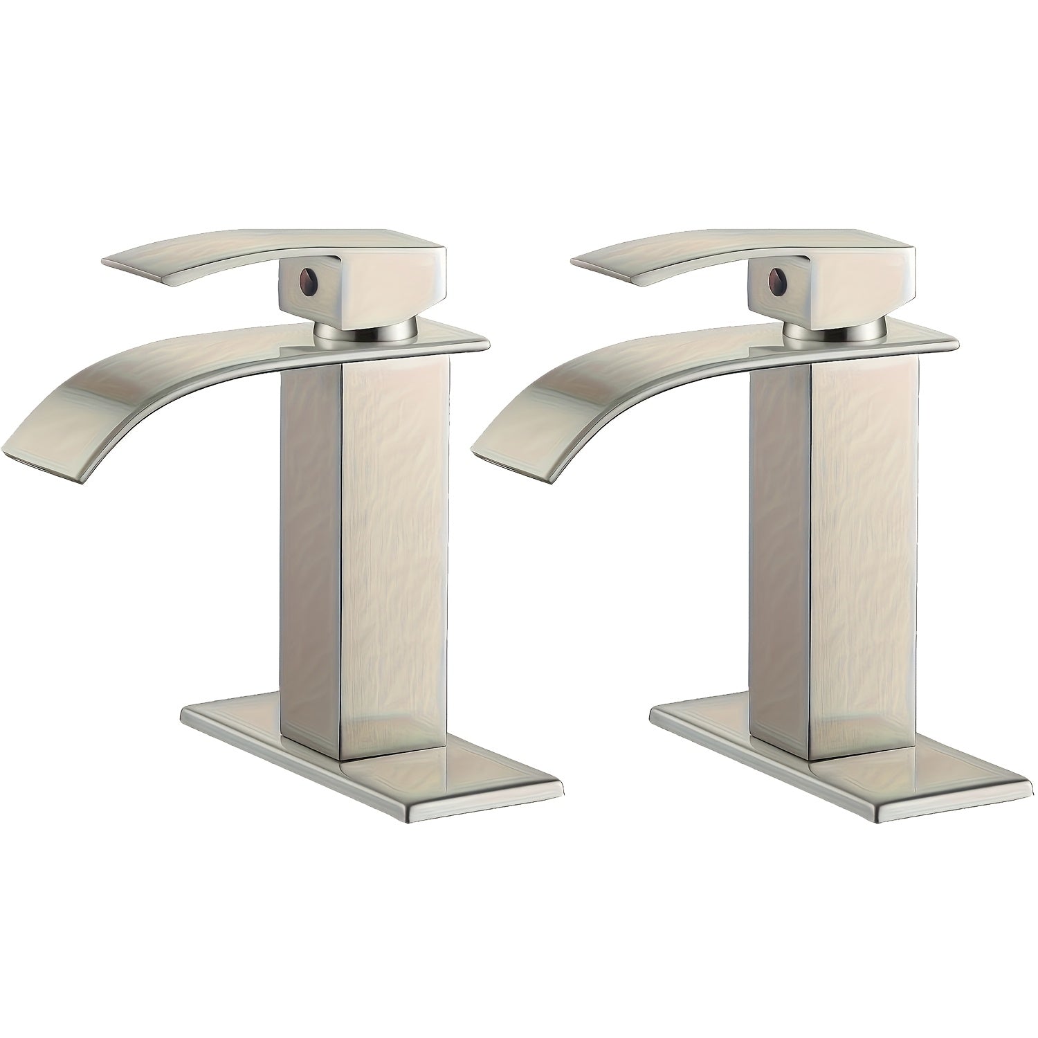 Waterfall Bathroom Sink Faucet, Single Hole or 3-Hole Mixer Tap with 6¡± Deck Plate, Ceramic Valve, Vanity Faucet for Farmhouse RV Bathroom, Brushed Gold Matte Black Nickel Chrome