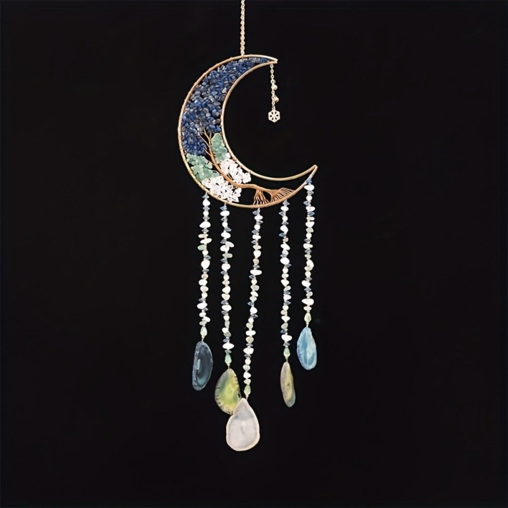 Dreamcatcher Moon Suncatcher Wall Hanging ¨C Handmade Boho Wind Chime Pendant for Indoor Outdoor Garden, Courtyard & Party Decor ¨C Christmas & Birthday Gift